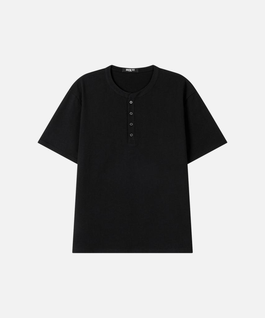 DRAW FIT Cotton Henley Neck Half T-Shirt [3 Colors]