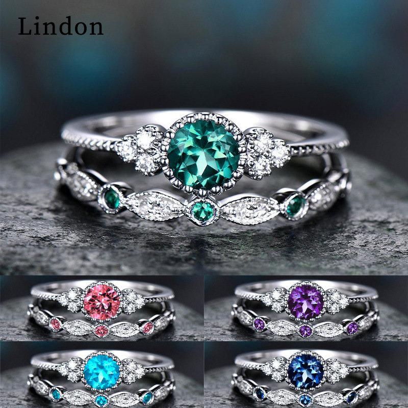 

Классическое кольцо Lindon для женщин с цирконом круглой формы, подарок на свадьбу, размер 6-10