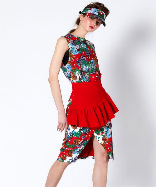 Greedius Earthmetric Ruffle Midi Skirt
