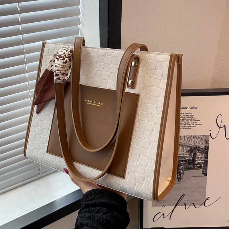 Large Capacity Simple Tote Bag Korean Style Fashion Commuter Shoulder Bag  New Women's High-End Portable PU Leather Handbag
