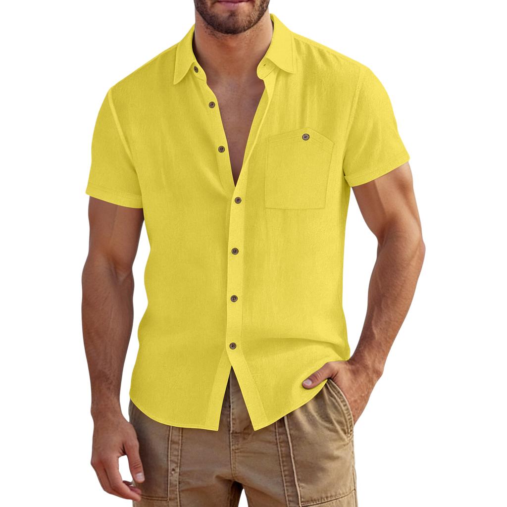 Herren Casual Outdoor Arbeitshemd mit Kragen, kurzärmlig