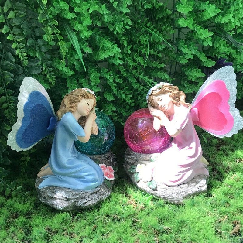 Solar luminous flower fairy shaped ornaments outdoor courtyard garden balcony landscape atmosphere lights automatically illuminate at night