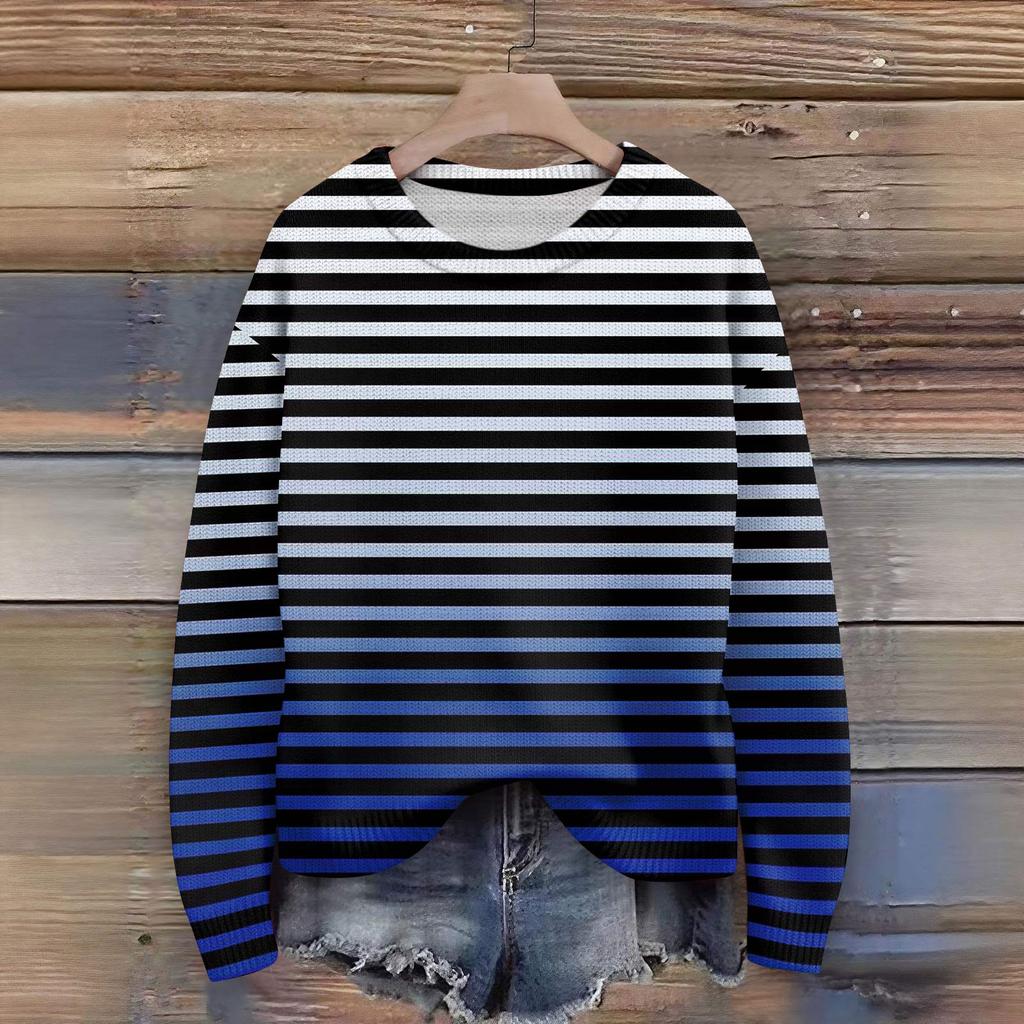 Long Sleeve Pullover Sweaters For Women O Neck Casual Cute Printing Knit Oversized Sweater