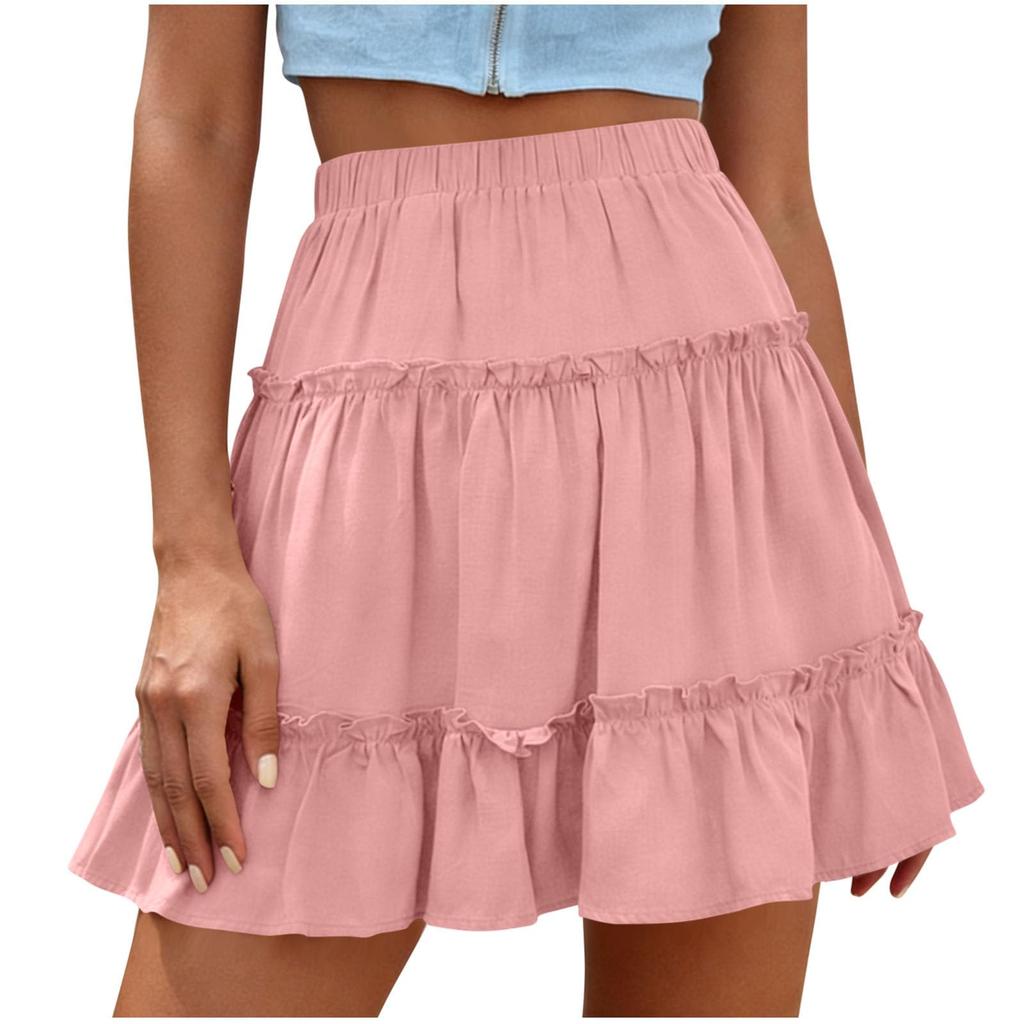 Women's Summer High-Waisted Slimming And Tummy-Concealing Sweet Ruffled Skirt