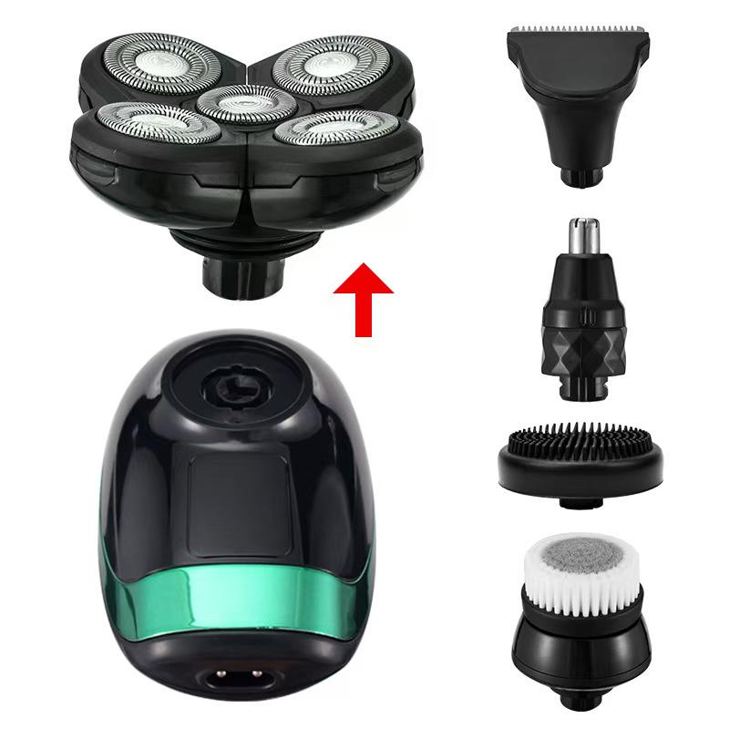 Multifunctional USB Rechargeable 5-in-1 Electric Shaver with Washable Razor & Bald Head Blade