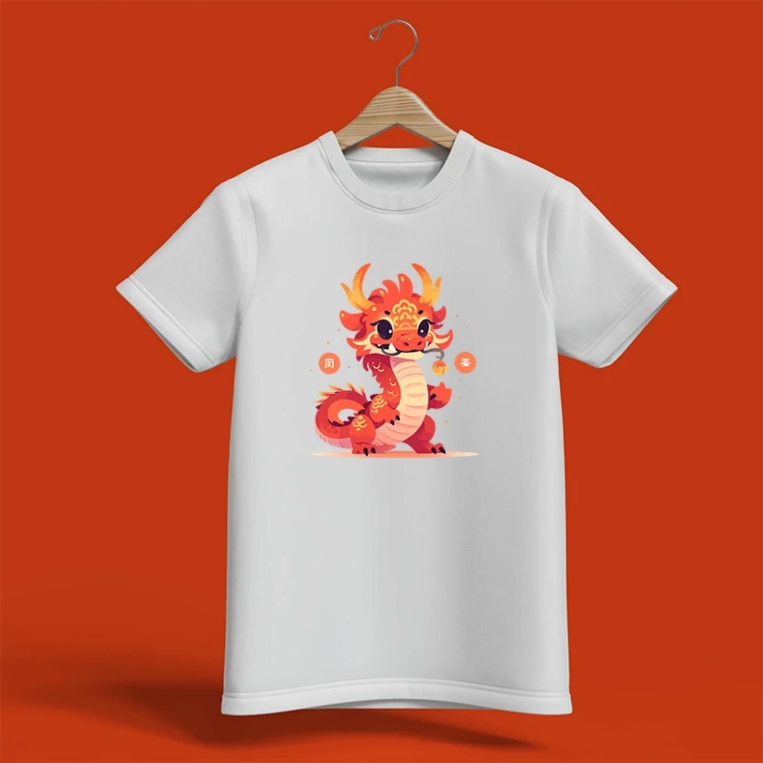 Casual Dragon Print Spring Summer 2025 New Fashion Trend Women s T-Shirt S