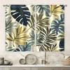 2pc Tropical leaf print curtains, polyester fabric, machine washable, suitable for bedroom, living room, office decoration