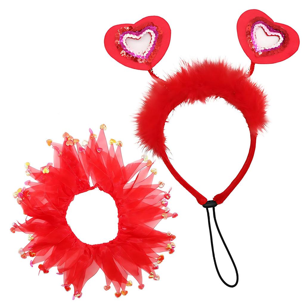 Dog Valentine's Day Costume Heart Shaped Dog Headband Dog Costume Red Holiday Valentine's Day Party Accessories