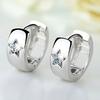 Huitan Small Round Hoop Earrings for Men/Women Shiny White Zirconia Simple Stylish Daily Wearable Earring Unisex Fashion Zircon