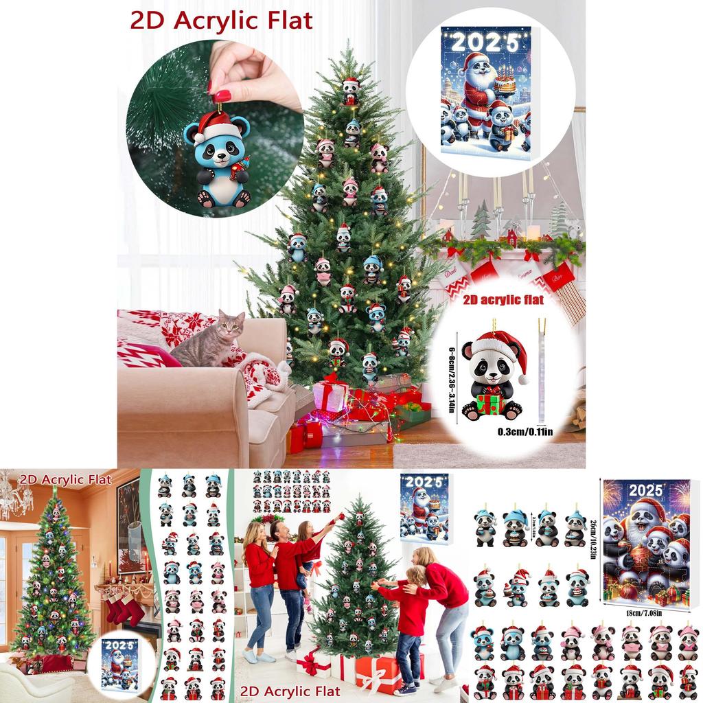 Christmas Panda Countdown Calendar With Acrylic Components For Holiday Decor Gift For Kids