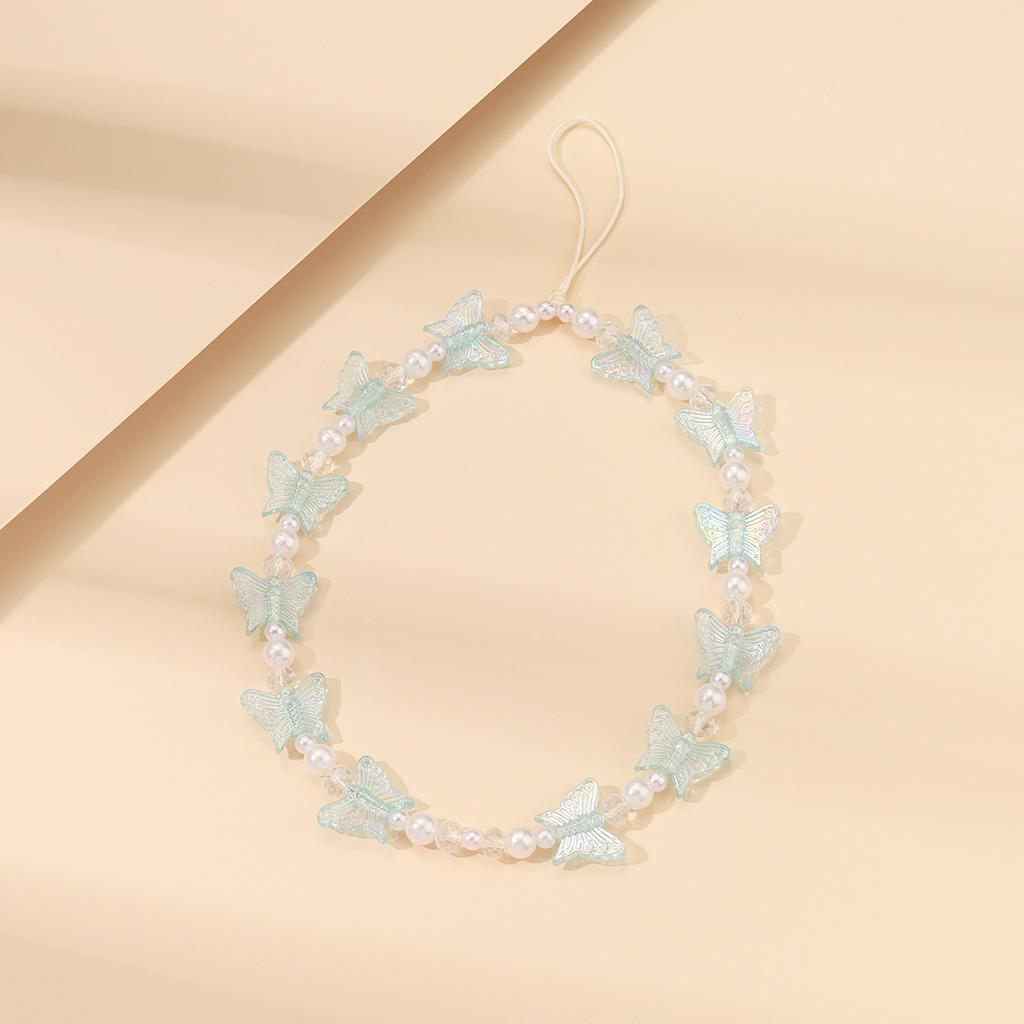 Handmade Colored Acrylic Butterfly Beaded Mobile Phone Chain Wholesale Personalized Wrist Anti-loss Pendant Pendant