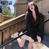 Damen Koreanischer Stil Kapuzen-Reißverschluss-Strickjacke Sweatshirt