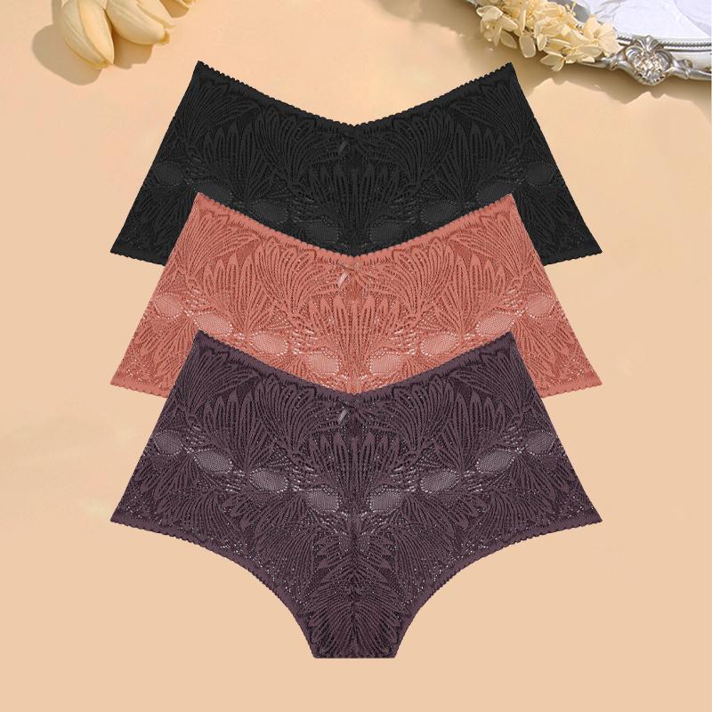 

FINETOO 3 шт. Женские кружевные цветочные трусики-шорты Сексуальное ажурное нижнее белье с низкой талией Дышащие трусики для девочек Мягкое прозрачное нижнее белье M&3pcs