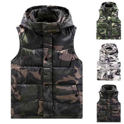 Herren Camouflage Kapuzen Winterweste Bedruckte Leichte Ärmellose JackeWinter Warme Outdoor Weste
