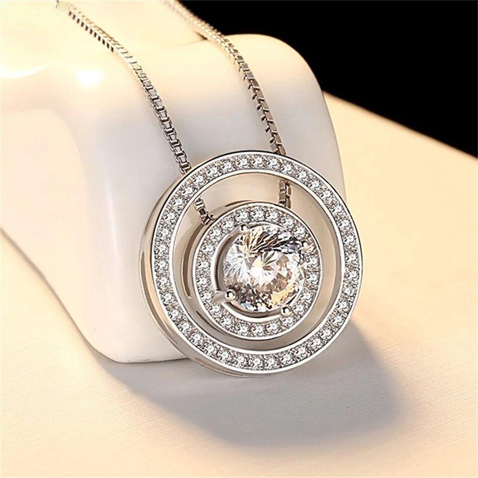 Round Hollow 1 Carat Moissanite 100% 925 Sterling Silver Premium Versatile Fashion Pendant Necklace Women's Fine Jewelry