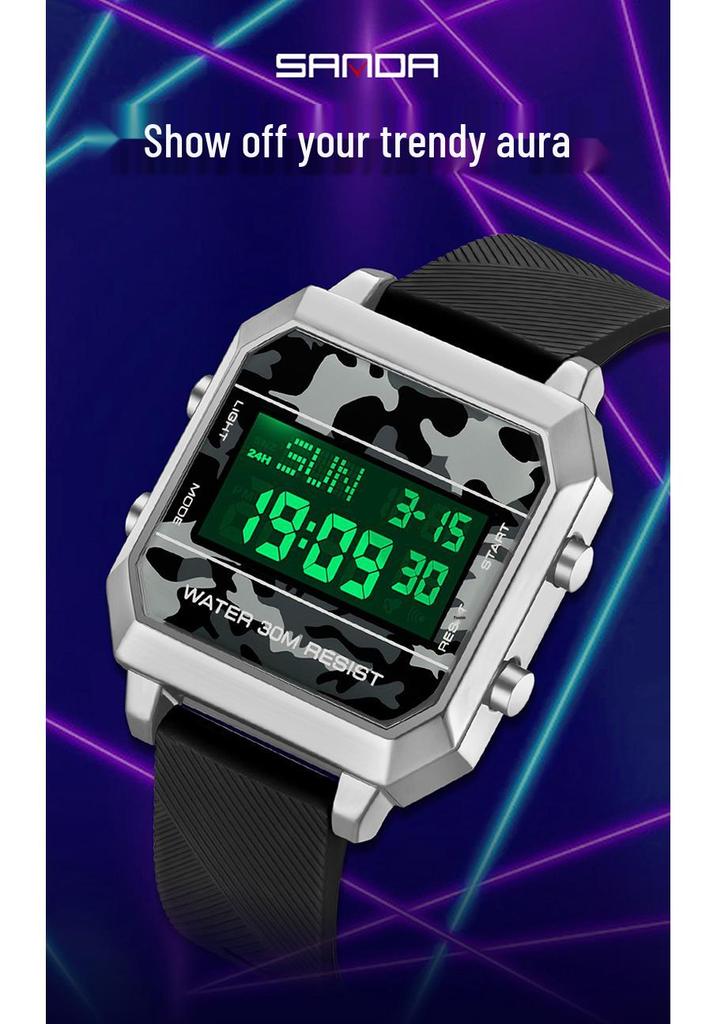 Sanda Men's Tactical Alarm Clock Camouflage Sports Wristwatch