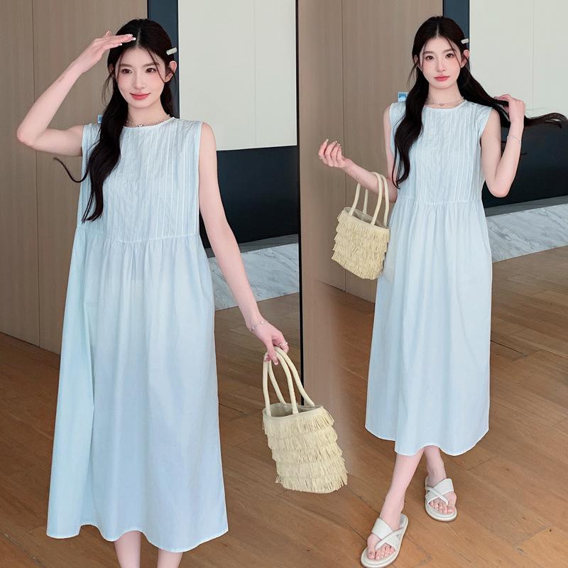 2026 Summer Korean Style Loose Fit Sleeveless Maternity Dress Medium