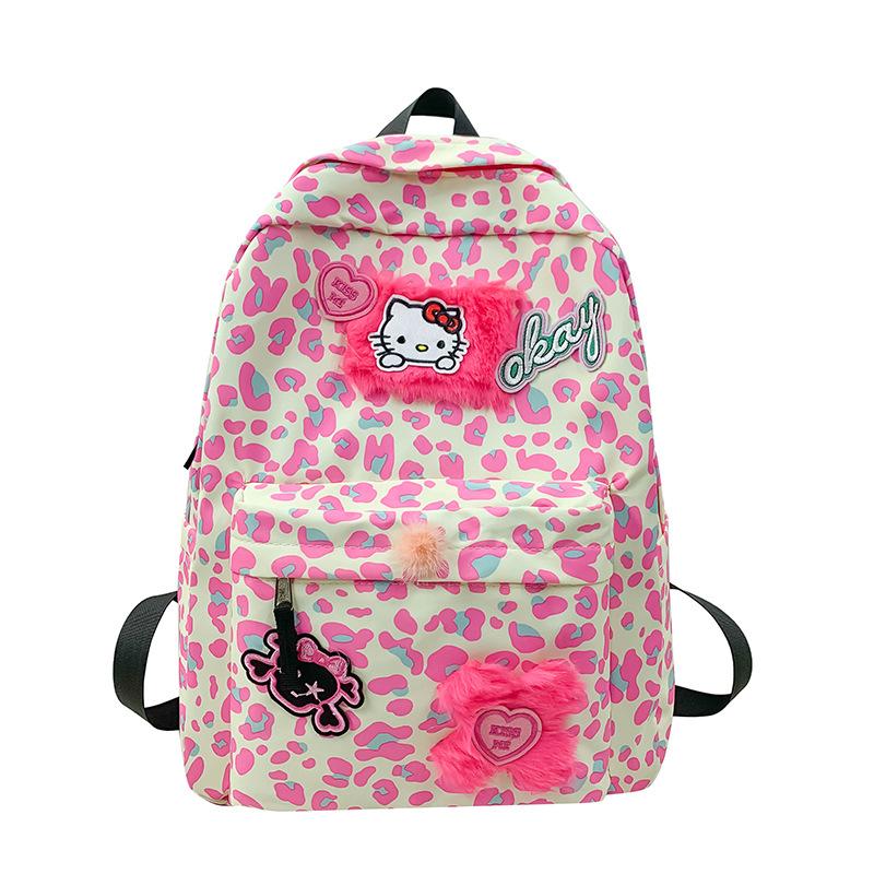Cartoon Cute Casual Backpack for Middle School Students Large Capacity Fashionable Pink Soft Girl Backpack
