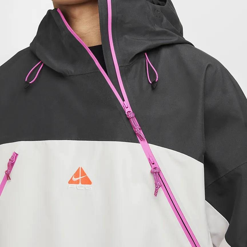 Nike ACG Storm-Fit Adv "Chena Vortex" Gore-Tex 2L Windproof Waterproof Loose Ski Jacket Unisex Jacket Light-Brown Coal-Black Mountain-White FV8892-104