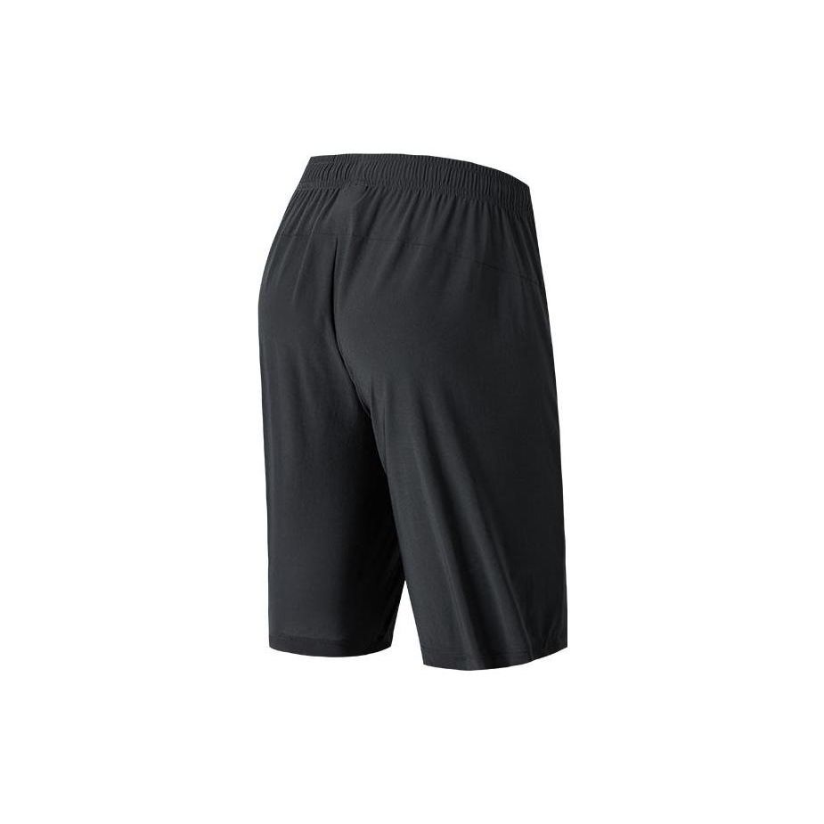 Anta Solid Logo Print Elastic Waist Straight Shorts Men Bottoms Black 152227345-1