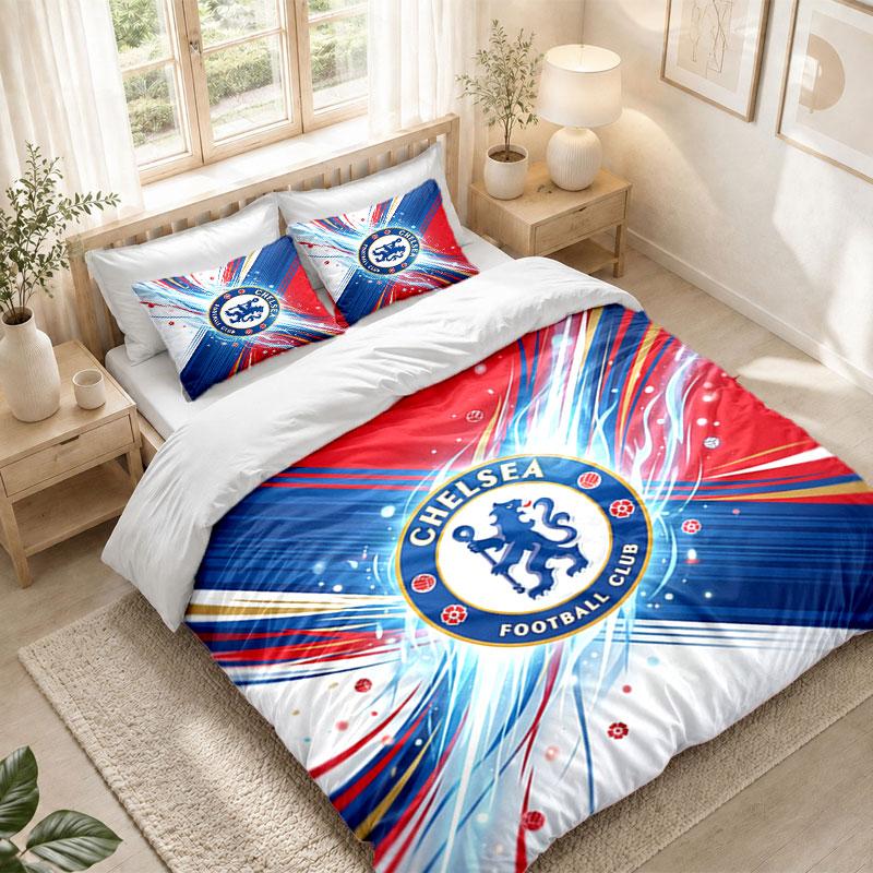 Bedding Set 1 Duvet Cover 2 Pillowcases Chelsea FC Print Bedroom Home Decoration