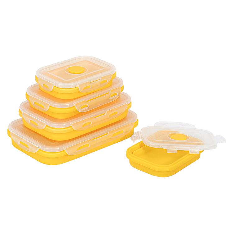 1200ML Silicone Foldable Lunch Box Collapsible Food Storage Container Bento BPA Free Microwavable Portable Picnic Rectangle Box