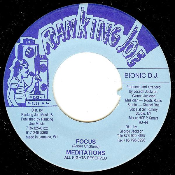 7inch Record MEDITATIONS / ROOTS RADICS - Focus / Stormy Weather Version RJ44 Ranking Joe Rec Jamaica Reggae, Ska & Dub Used