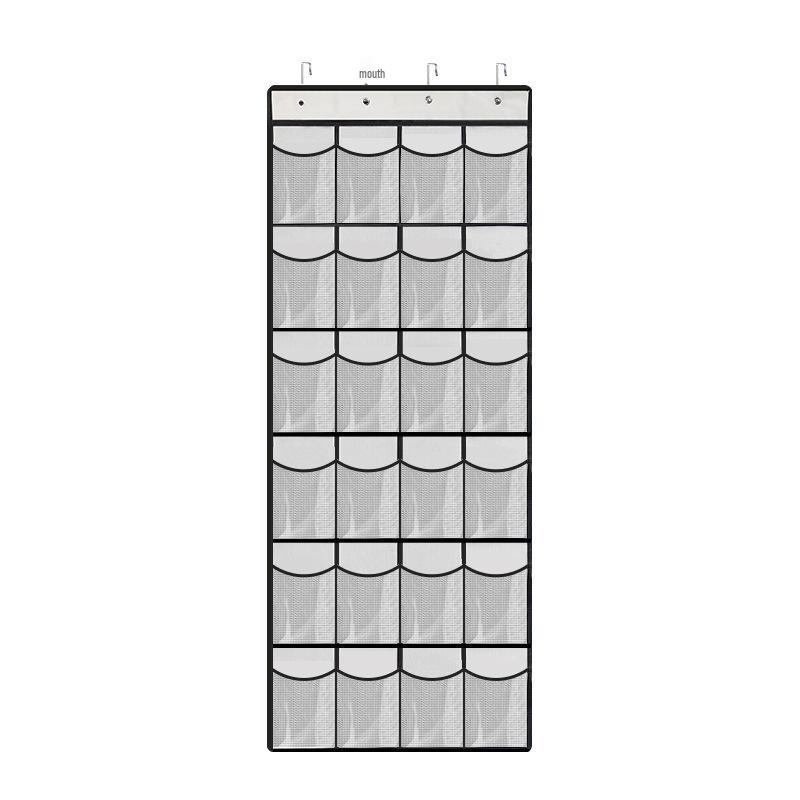 New 24-Compartment Fine Mesh Hanging Shoe Storage Bag with Reinforced Hooks