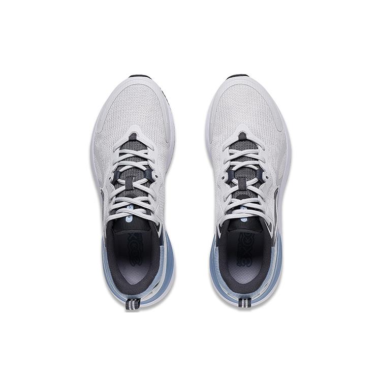 New LiNing Slip Resistant, Abrasion Resistant, Breathable Low Top Running Shoes Men's Gray White Blue ARST081-5