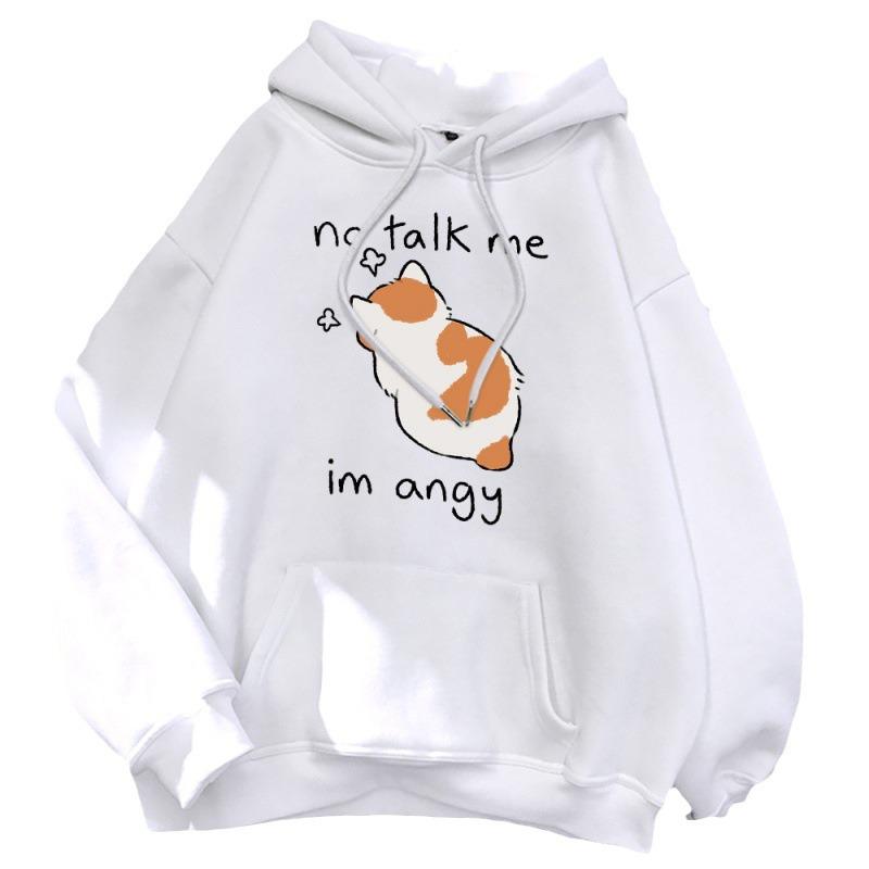Angry Cat Print Women's Hoodie