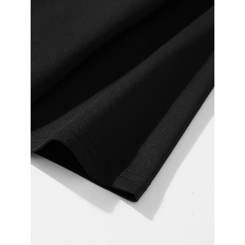 European sizes Men's Skull & Flames Graphic T-Shirt with Edgy Slogan Print - Black & Blue Casual Short Sleeve Tee, Slightly Elastic Knit Fabric