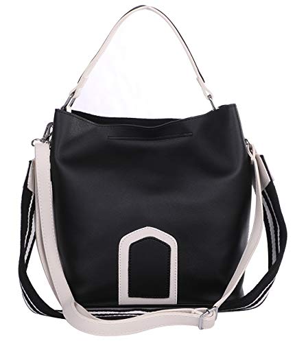 

[Angel Moon] Women s Handbag, PU Leather, Shoulder Bag, Crossbody Bag, Thick Strap, Two-Tone Color, Fashionista, Feminine, Cute, Everyday Use, Stylish