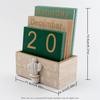Desktop Perpetual Calendar Wooden Block Retro Calendar for Livingroom Office Shop Bar Desk Decor Week Month Day Display (Green cactus)