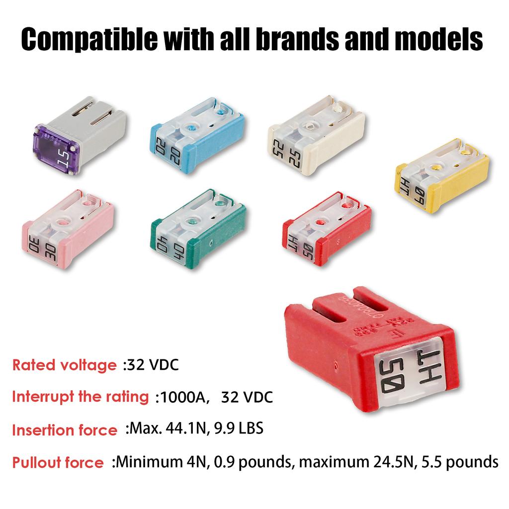 14Pcs Car Fuses Assortment Kit Square Special Fuse Sleeve Kit 15-60A Mcase Fuse With Plastic Shell Box Car Replace Accessories
