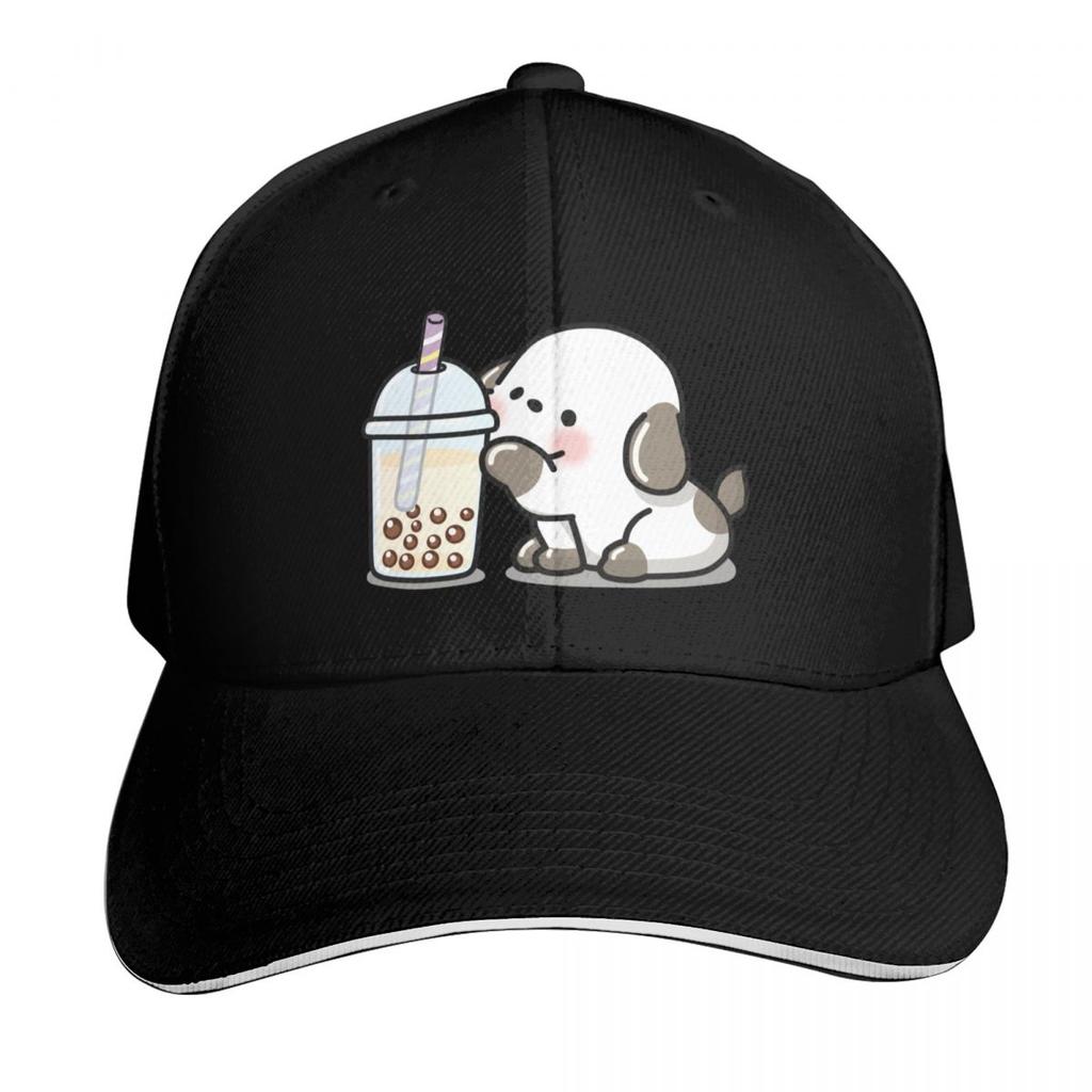 Little Puppy Loves Boba Tea Baseball Cap Dropshipping Designer Hat Fishing Caps Unisex Tea Hat For Women Unisexs