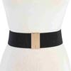 Fashion Females Elastic Wide Belt Women Waistbands Black Strap Gold Buckle Cummerbund