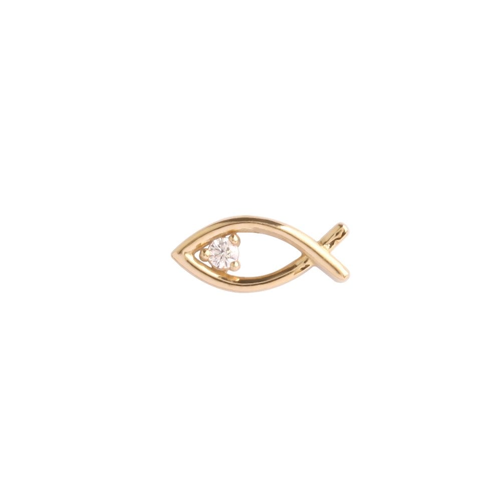 14K line fish piercing on one side