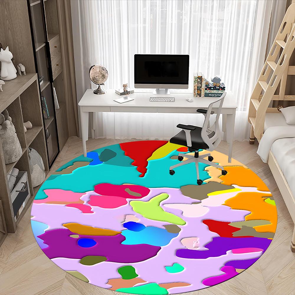 1pc Colorful Design Chair Carpet for Office Non Slip, Machine Washable Rug for Office, Room Holiday Decor for Christmas, Birthday Polyester