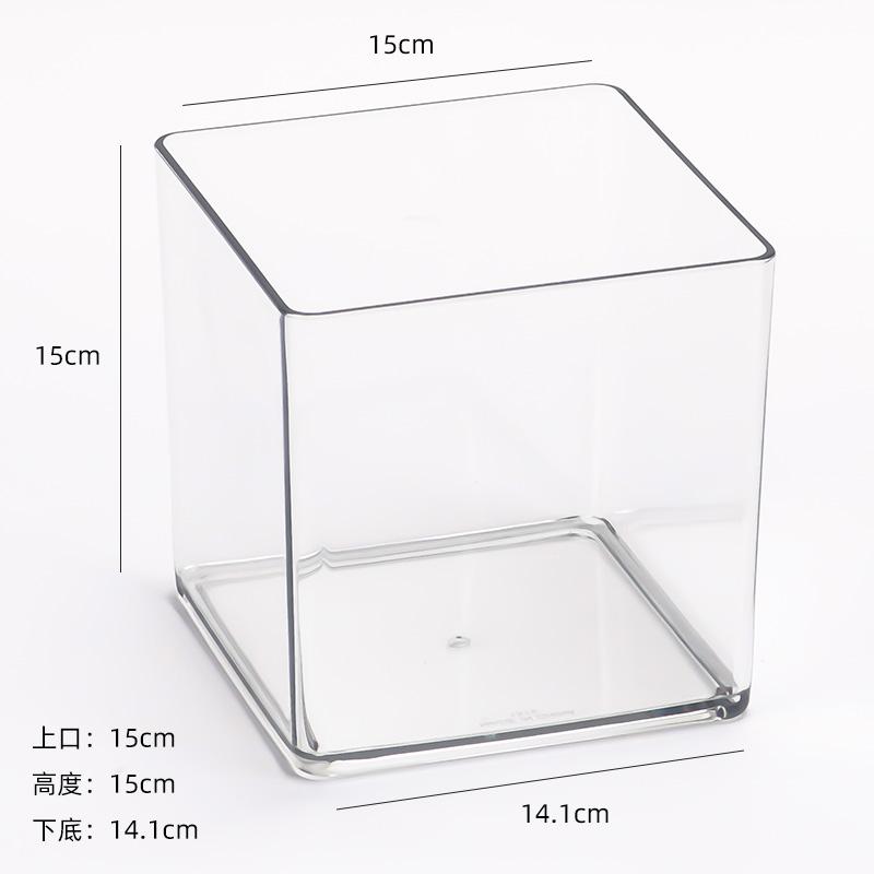 Square Acrylic Flower Box Clear Vase Flowers Green Plants Flower Arrangement Hydroponic Container Square Box Floral Material