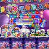 Cartoon Birthday Decoration Tableware Set, Cartoon Party Decorations - Cartoon Party Plates, Cartoon Napkins and Paper Cups, Serves 16