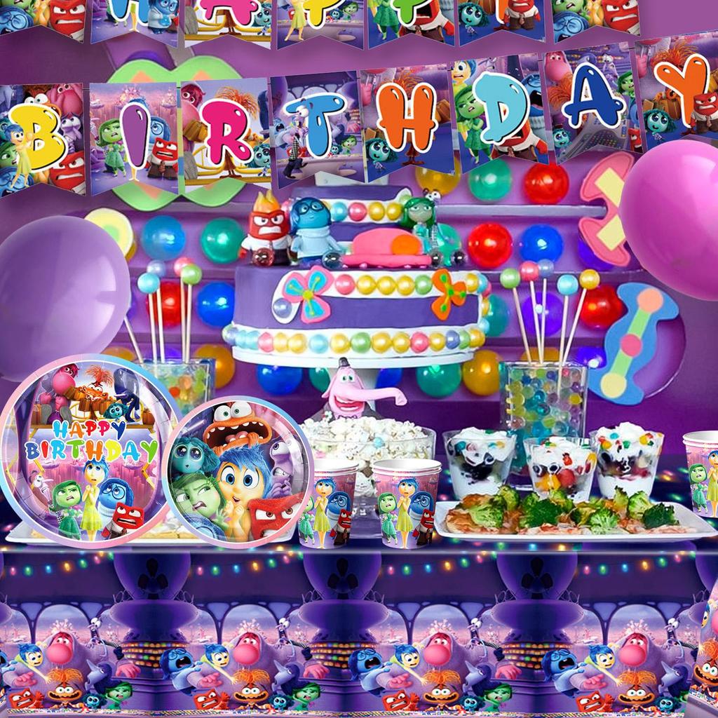 Cartoon Birthday Decoration Tableware Set, Cartoon Party Decorations - Cartoon Party Plates, Cartoon Napkins and Paper Cups, Serves 16