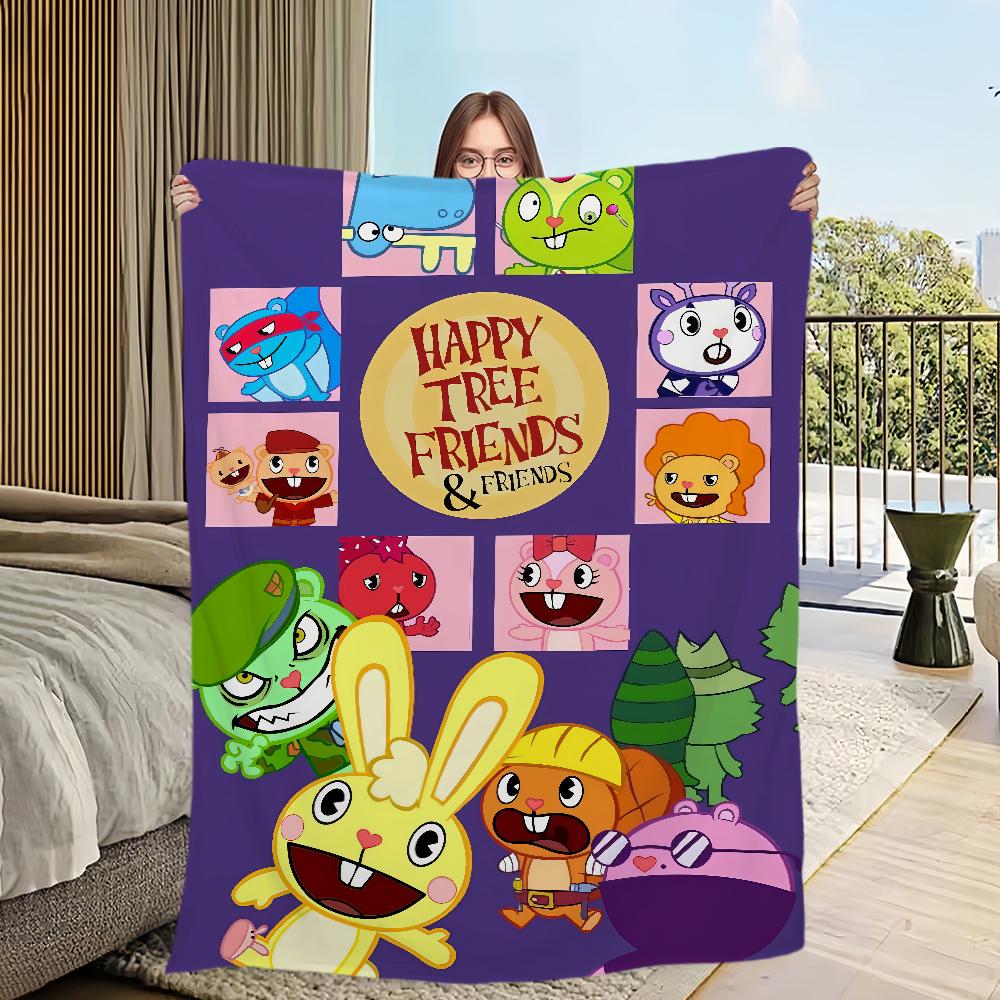 Cute cartoon art Happy T-Tree F-Friends Fliqpy Flannel warm comfort soft plush blanket for sofa living room bedroom travel gift