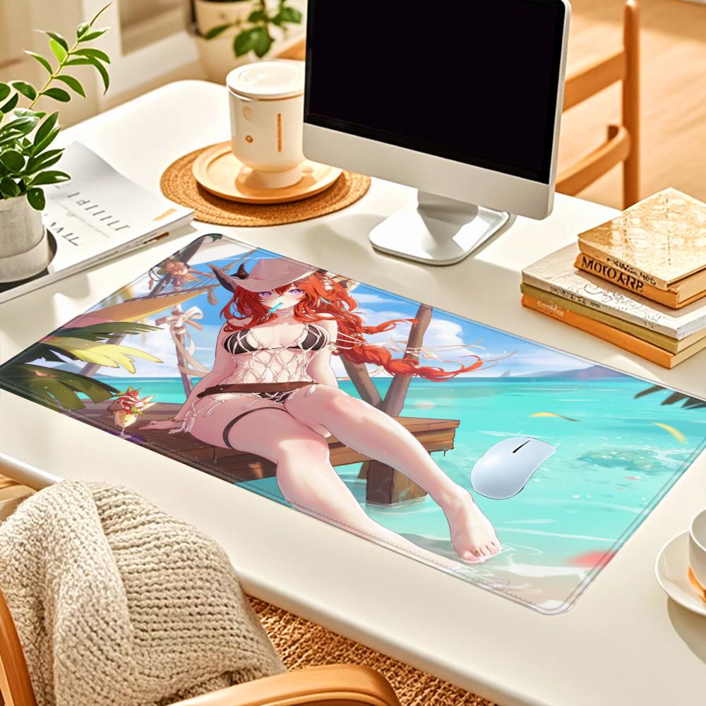 HYBXAXC Game Arknights Surtr Mousepad Large Keyboard Desk Mat Gaming Mouse Pad LockEdge Nonslip Mat