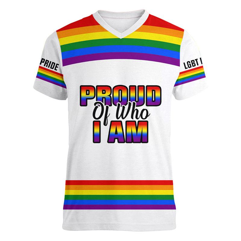 Modisches Gay Pride LGBT T-Shirt Für Männer Frauen Liebe ist Liebe Regenbogen V-Ausschnitt T-Shirt Straßenparty Kurzarm Übergroße T-Shirts 3XL