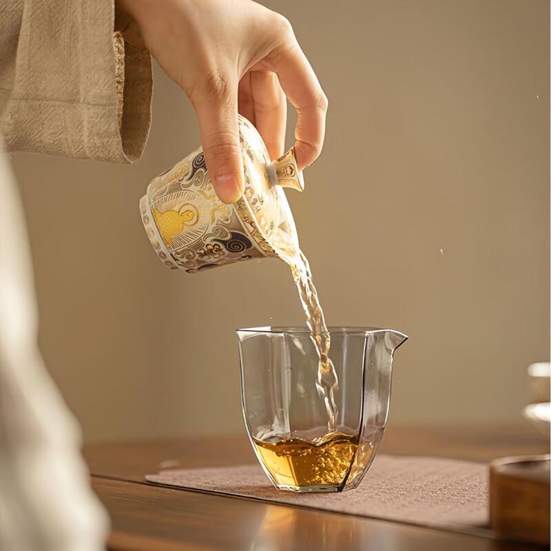 Dunhuang Style White Thangka Gaiwan Kung Fu Tea Set