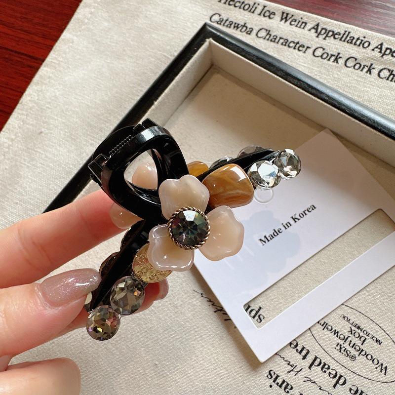 

Korean Luxury Style Elegant Flower Diamond Acrylic Hairpin серый/алмаз