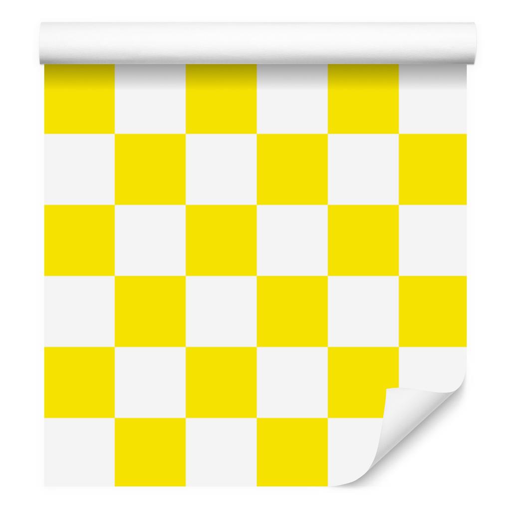 Checkerboard Wallpaper Yellow, White and Cream for Living Room and Bedroom 50x1000