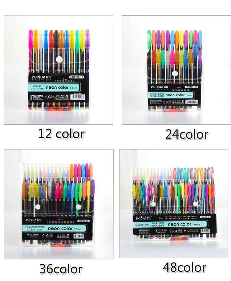 12-24-26-48pcs Student Gel Pens Glitter Pen Drawing Color Pens Marker Pens