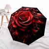 1pc Rose Floral Pattern Automatic Folding Umbrella, 8-Rib Iron Frame, Casual Outdoor Accessory for Birthday Festival Gifts Yy251128185