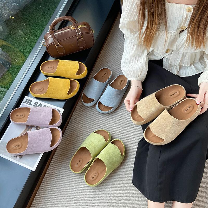 Retro One-word Belt Boken Shoes Women's 2025 Spring and Summer New Soft-soled Casual Versatile Casual Slippers Boken Slippers Women